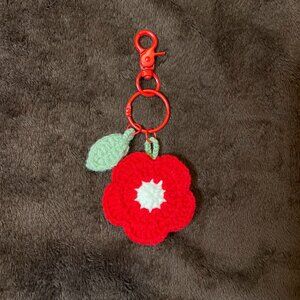 Red Flat Flower Keychain